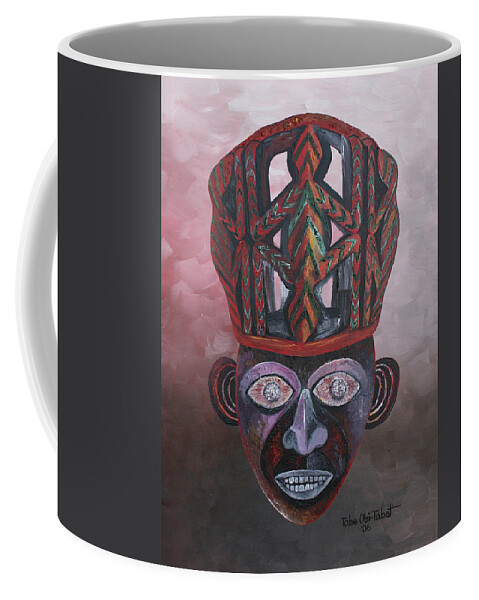 Palace Mask Coffee Mug featuring the painting Palace Mask by Obi-Tabot Tabe