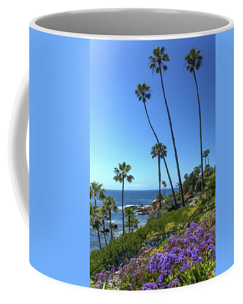 Laguna Beach Coffee Mug featuring the photograph Palm trees at Heisler Park by Cliff Wassmann