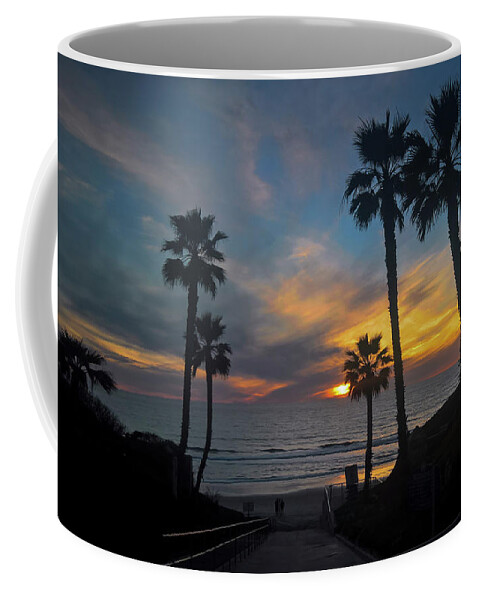 Sunset Coffee Mug featuring the photograph Palms at sunset by Agnes Caruso