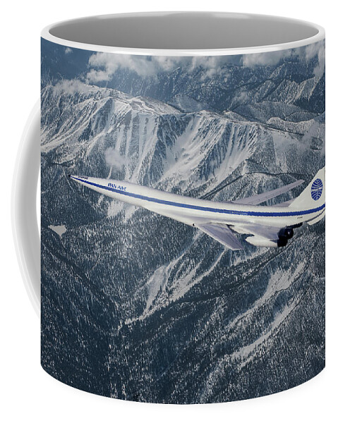 Pan American World Airways Coffee Mug featuring the digital art Pan American Boeing 2707-100 SST Concept by Erik Simonsen