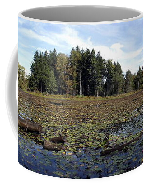 Panorama Coffee Mug featuring the photograph Panorama Of a Lake At Reinstein Woods Nature Preserve In New York State by Rose Santuci-Sofranko