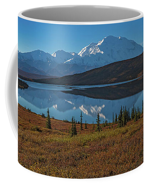Alaska Coffee Mug featuring the photograph Panorama of Wonder Lake in Denali National Park by Brenda Jacobs