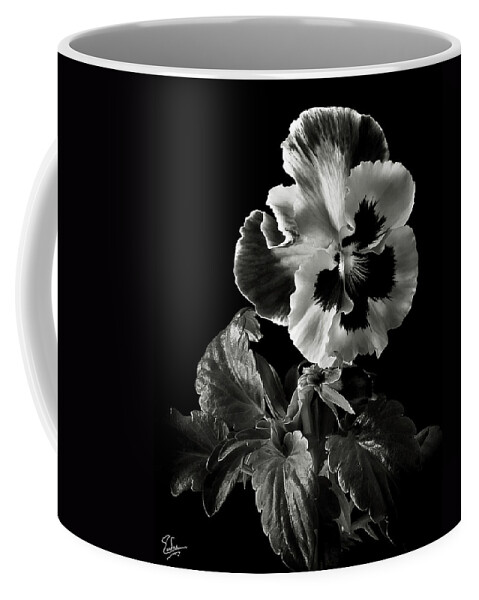 Flower Coffee Mug featuring the photograph Pansy in Black and White by Endre Balogh