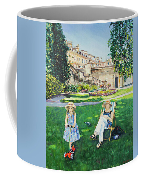Art Coffee Mug featuring the painting Parade Gardens Playtime by Seeables Visual Arts