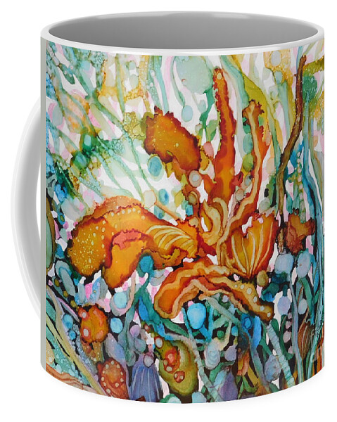 Red Coffee Mug featuring the painting Paradise Found by Joan Clear