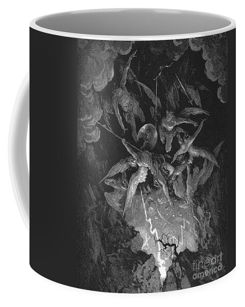 Gustave Coffee Mug featuring the drawing Paradise Lost The Fall of Man by Gustave Dore