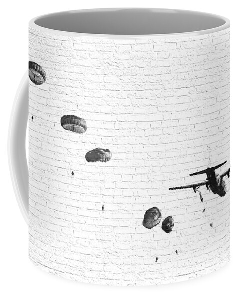 Military Coffee Mug featuring the digital art Paratroopers Graffiti. by Roy Pedersen