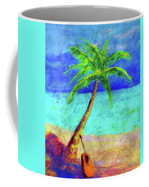 Miami Coffee Mug featuring the mixed media Paradise Beach by Ken Figurski
