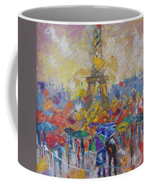 Impressionist Coffee Mug featuring the painting Paris sous la pluie by Frederic Payet