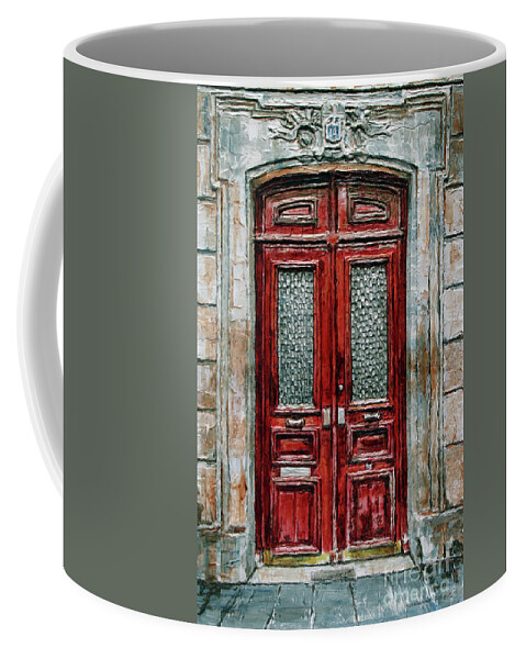 Parisian Door Coffee Mug featuring the painting Parisian Door No.14 by Joey Agbayani