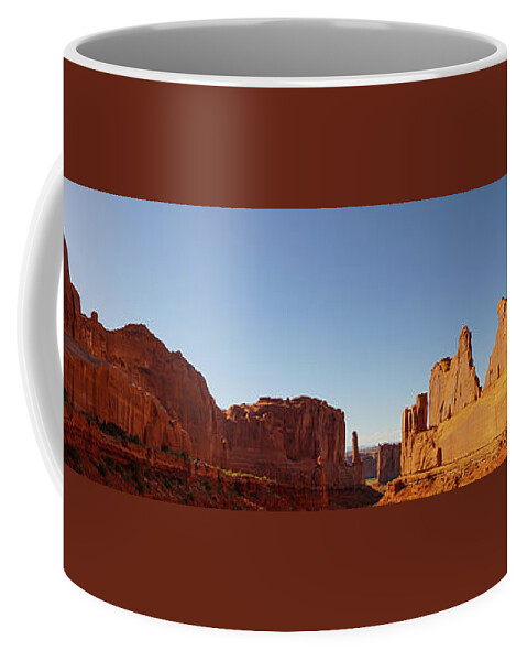 Utah Coffee Mug featuring the photograph Park Avenue Arches National Park Utah Panorama by Lawrence S Richardson Jr