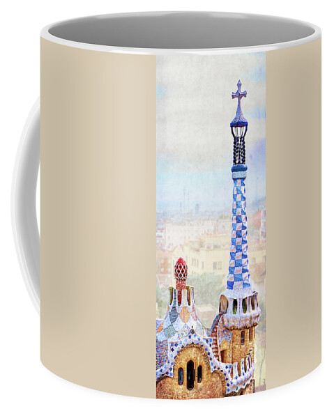 Park Guell Coffee Mug featuring the photograph Park Guell candy House Tower - Gaudi by Weston Westmoreland