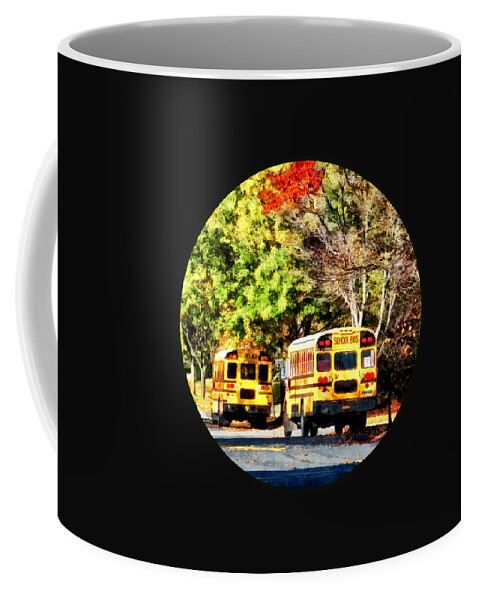 Bus Coffee Mug featuring the photograph Parked School Buses by Susan Savad