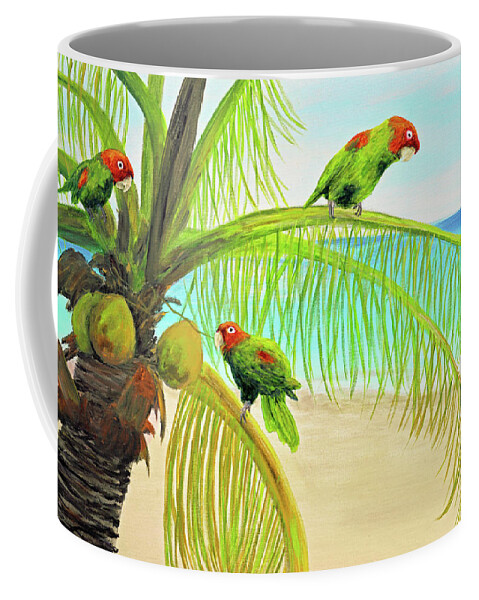 Keys Coffee Mug featuring the painting Parrot Beach by Ken Figurski