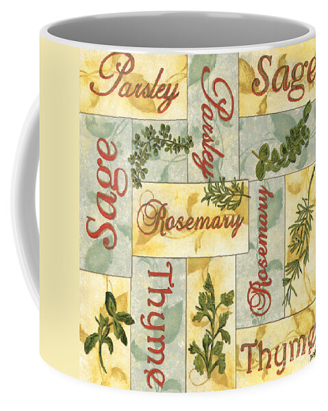 Parsley Coffee Mug featuring the painting Parsley Collage by Debbie DeWitt