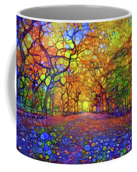 Park Coffee Mug featuring the mixed media Park in Autumn by Lilia S