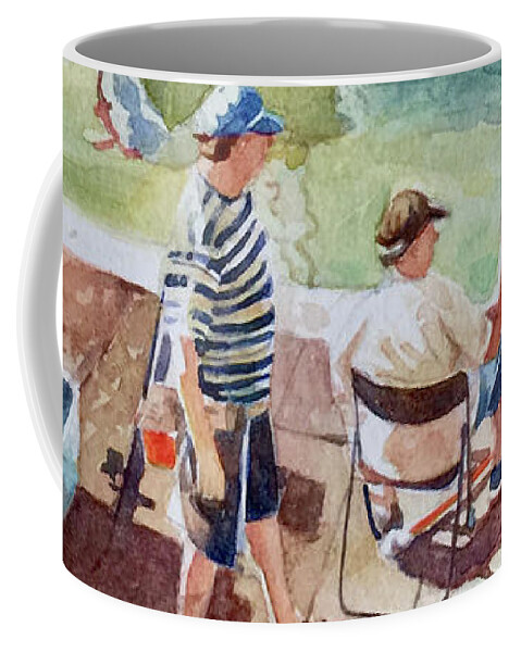 Watercolor Coffee Mug featuring the painting Partie de Peche by Francoise Chauray