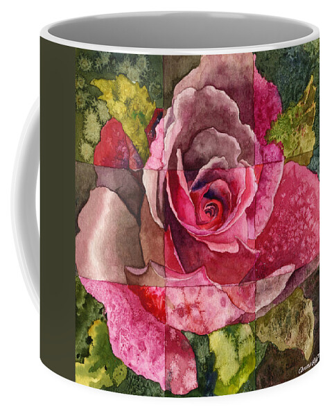Red Rose Painting Coffee Mug featuring the painting Partitioned Rose III by Anne Gifford