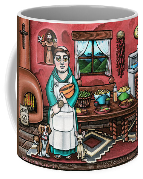 San Pascual Coffee Mug featuring the painting Pascuals Pups by Victoria De Almeida