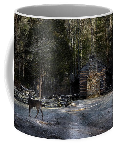 The John Oliver Cabin In Cades Cove In The Smoky Mountains Coffee Mug featuring the photograph Passing By by Mike Eingle