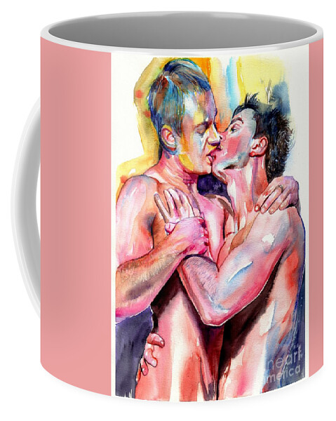 Love Coffee Mug featuring the painting Passionate Kiss watercolor by Suzann Sines