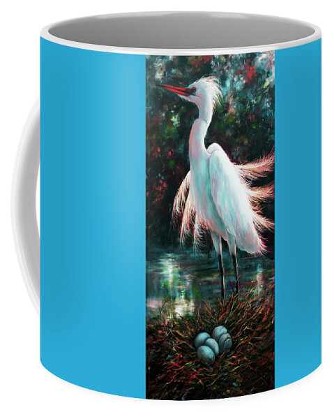 Birds Coffee Mug featuring the painting Patiently Waiting by Lynne Pittard