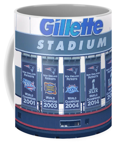 New England Patriots Coffee Mug featuring the photograph Patriots Championship Banners by Catherine Gagne