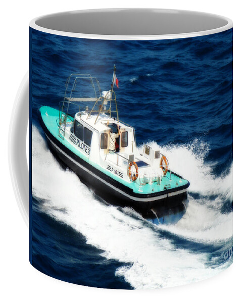 Boat Coffee Mug featuring the photograph Piloting the Waters by Sue Melvin