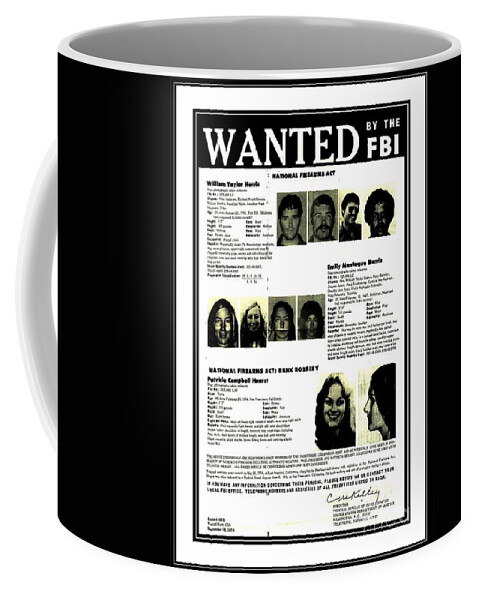 Black Lives Matter Coffee Mug featuring the drawing Patty Hearst Symbionese Liberation Army Wanted Poster September 1974 by Peter Ogden
