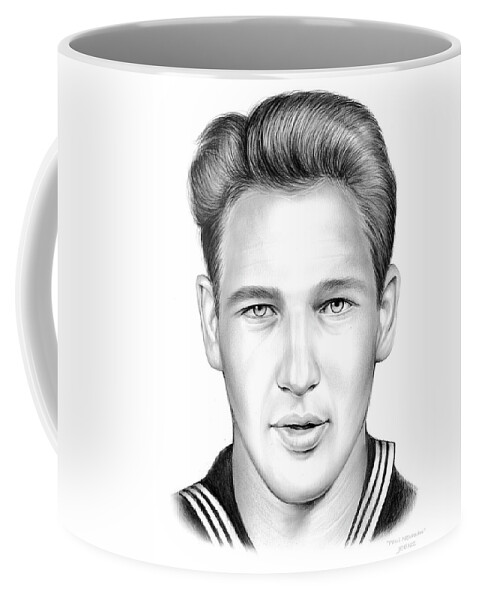 Paul Newman Coffee Mug featuring the drawing Paul Newman by Greg Joens