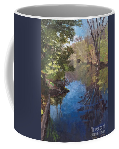 Pawtucket Canal Coffee Mug featuring the painting Pawtucket Canal by Claire Gagnon