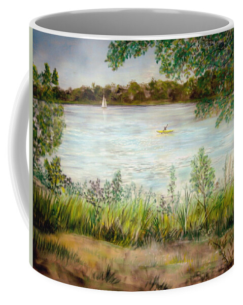 Paynes Prairie Coffee Mug featuring the pastel Paynes Prairie Lake by Larry Whitler