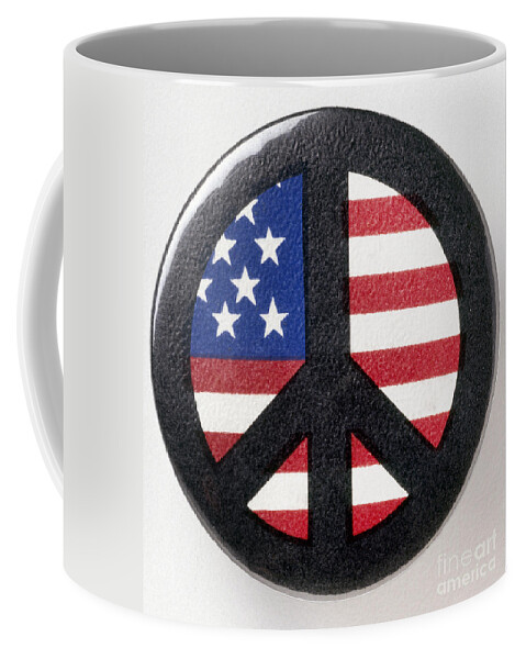 1971 Coffee Mug featuring the photograph PEACE BUTTON, c1971 by Granger