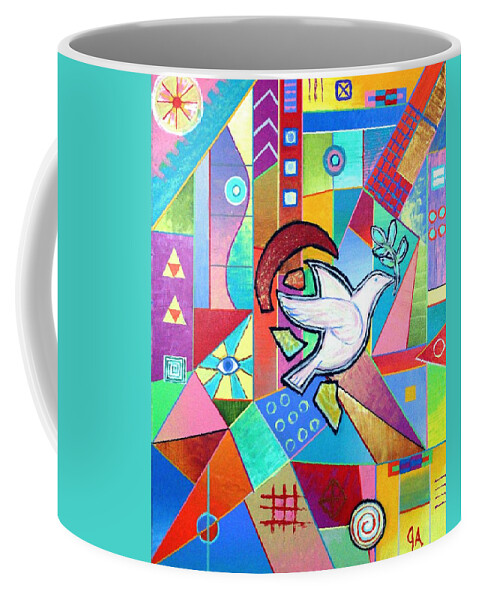 Peace Coffee Mug featuring the painting Peace Of Heart by Jeremy Aiyadurai