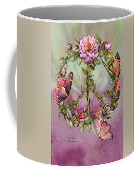 Rose Coffee Mug featuring the mixed media Peace Rose by Carol Cavalaris