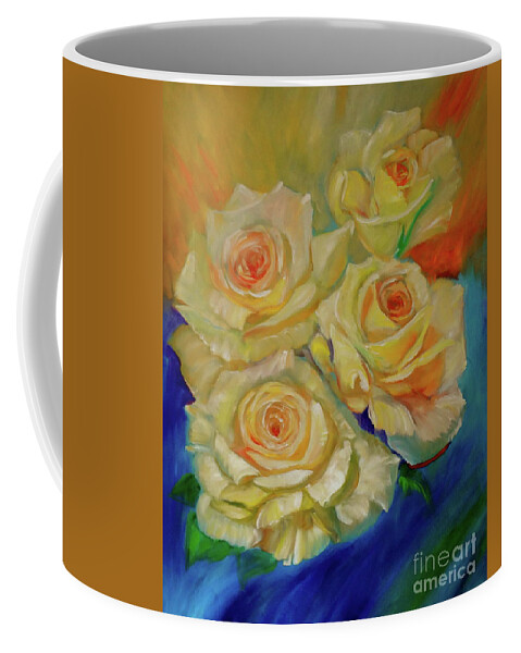 Roses Coffee Mug featuring the painting Peace Roses by Jenny Lee