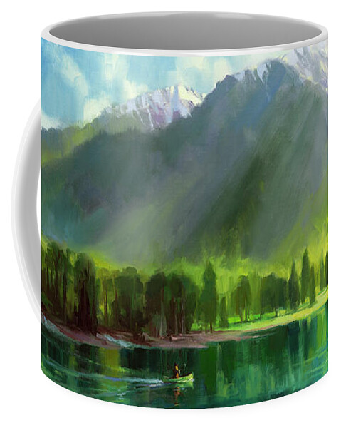 Mountains Coffee Mug featuring the painting Peace by Steve Henderson