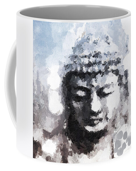 Buddha Coffee Mug featuring the painting Peaceful Buddha- Art by Linda Woods by Linda Woods
