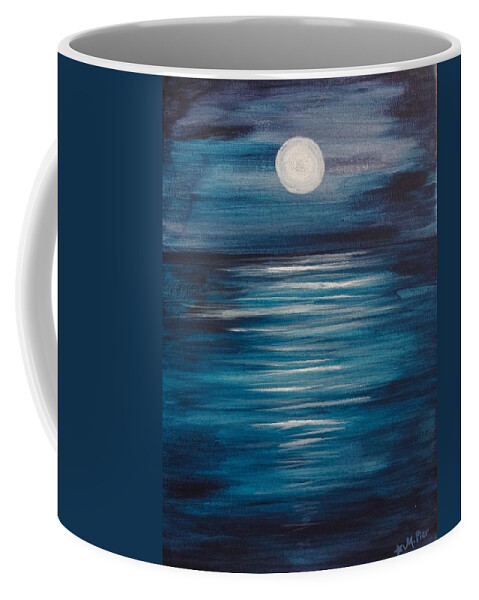 Peaceful Coffee Mug featuring the painting Peaceful Moon at Sea by Michelle Pier