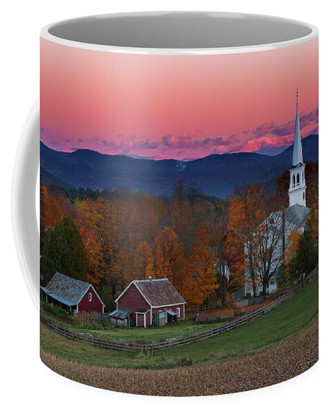 Vermont Coffee Mug featuring the photograph Peacham Village Fall Evening by Tim Kirchoff