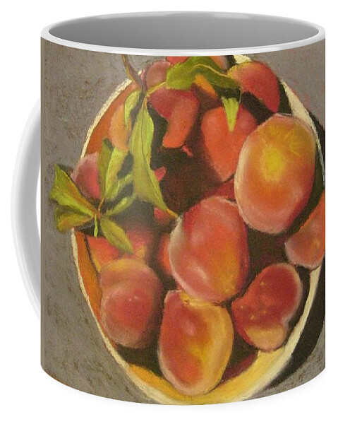 Peaches Coffee Mug featuring the pastel Peaches by Constance Gehring