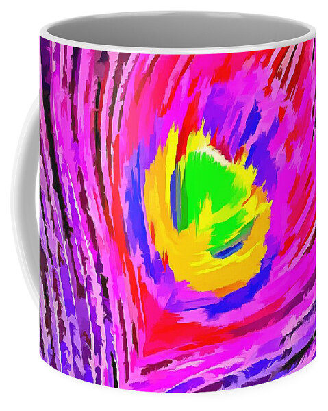 Peacock Coffee Mug featuring the digital art Peacock Rainbow by Krissy Katsimbras