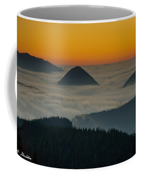 Beauty In Nature Coffee Mug featuring the photograph Peaks Above the Fog at Sunset by Jeff Goulden