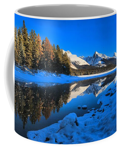 Maligne Lake Coffee Mug featuring the photograph Peaks Along Maligne by Adam Jewell