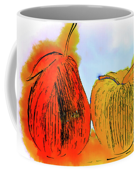 Still-life Coffee Mug featuring the digital art Pear And Apple Watercolor by Kirt Tisdale