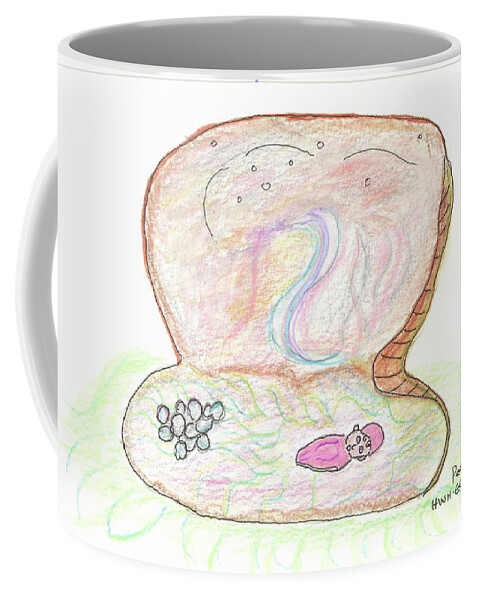 Clam Coffee Mug featuring the painting Pearl Baby by Helen Holden-Gladsky