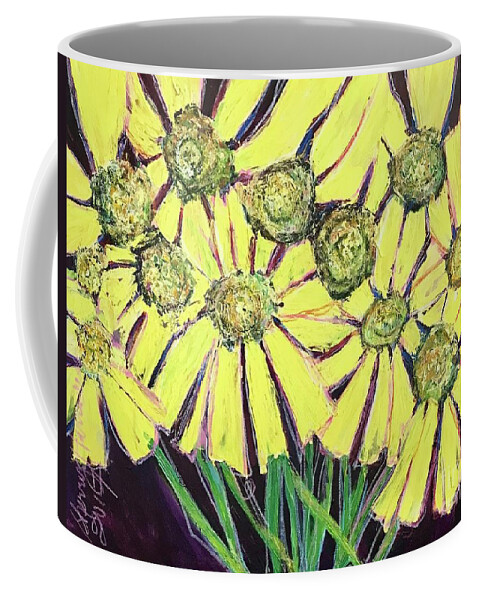 Floral Coffee Mug featuring the painting Peepers Peepers by Sherry Harradence