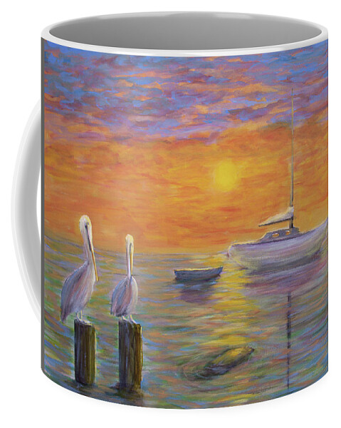 Keys Coffee Mug featuring the painting Pelican Bay Sunset by Ken Figurski
