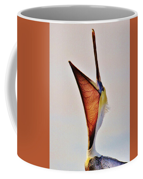 Pelican Coffee Mug featuring the photograph Pelican Yoga by Cynthia Guinn