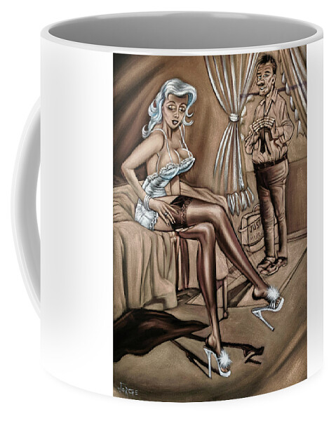Penthouse Playboy Cartoon Just married sex Coffee Mug by Jorge Terrones
